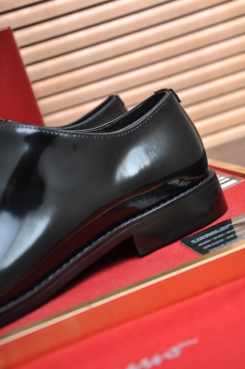 Ferragamo Black Lace-Up Dress Shoes