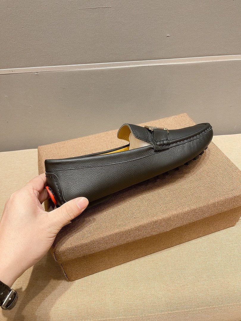 Hermès Black H-Accent Slip-On Loafers