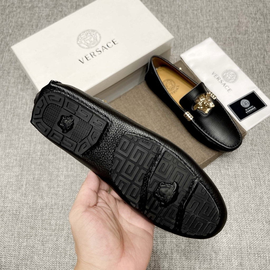 Versace Men's Textured Leather Medusa Loafers
