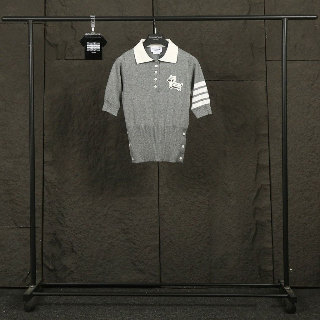 Thom Browne Dog Motif Knit Polo Shirt