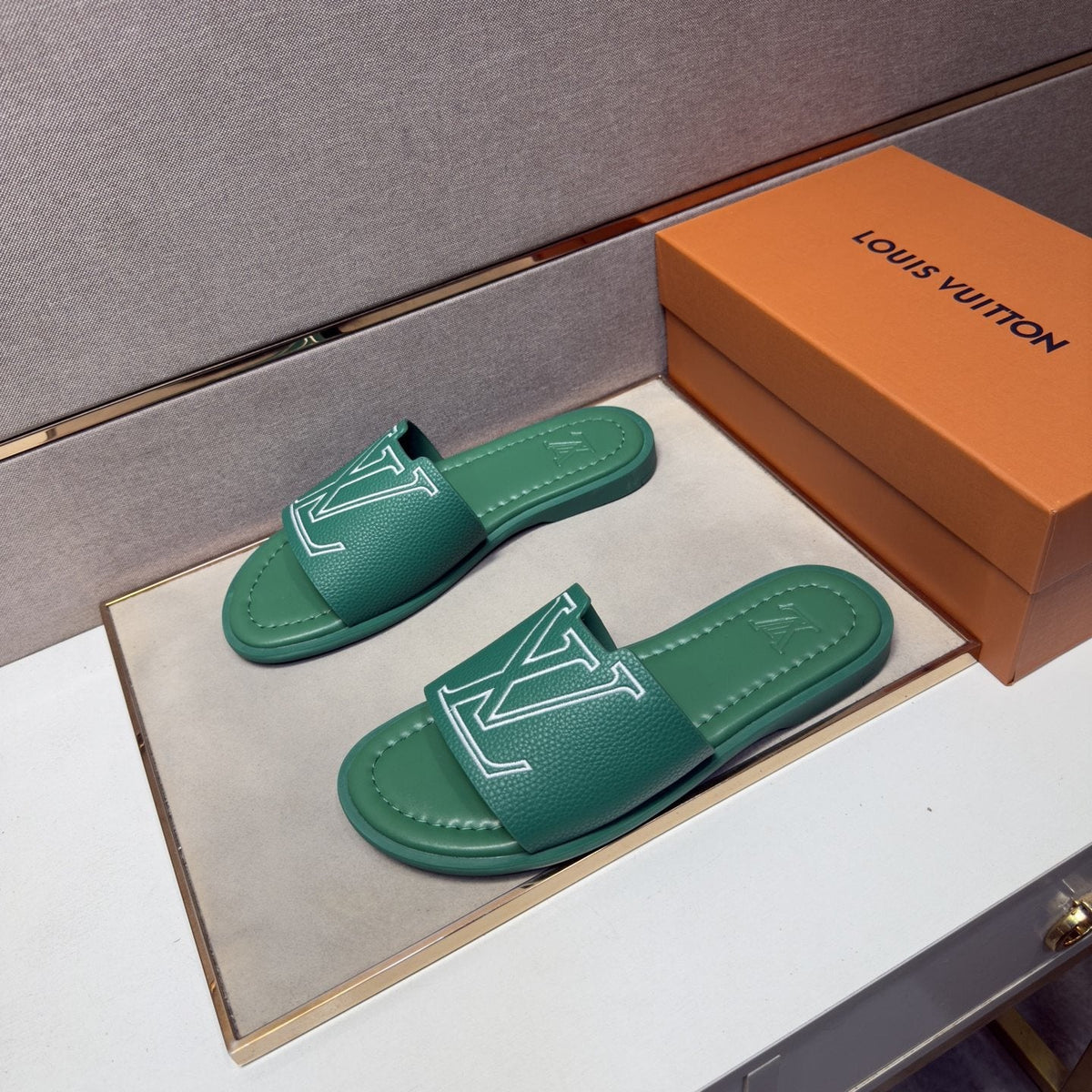 Louis Vuitton Men's Outlined LV Slide Sandals