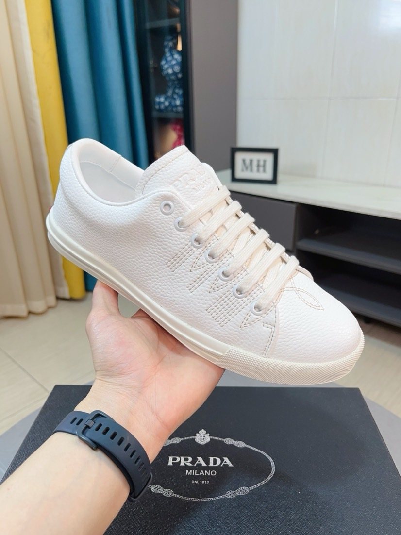 Prada Textured Low-Top Sneakers