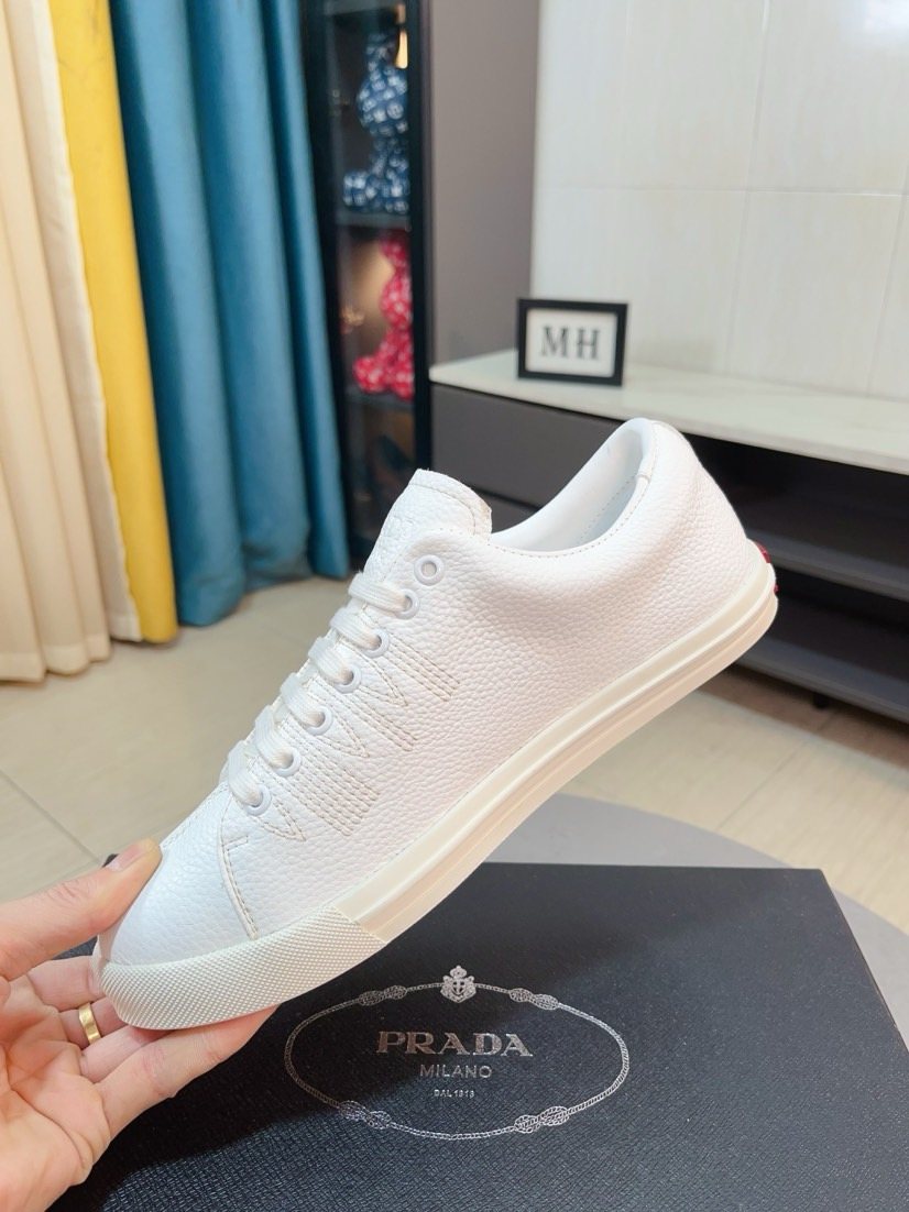 Prada Textured Low-Top Sneakers
