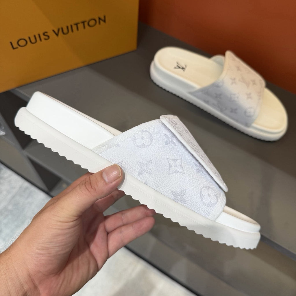 Louis Vuitton Monogram-Patterned Slide Sandals