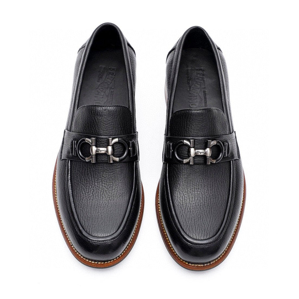 Salvatore Ferragamo Men's Black Leather-Look Bit Loafers