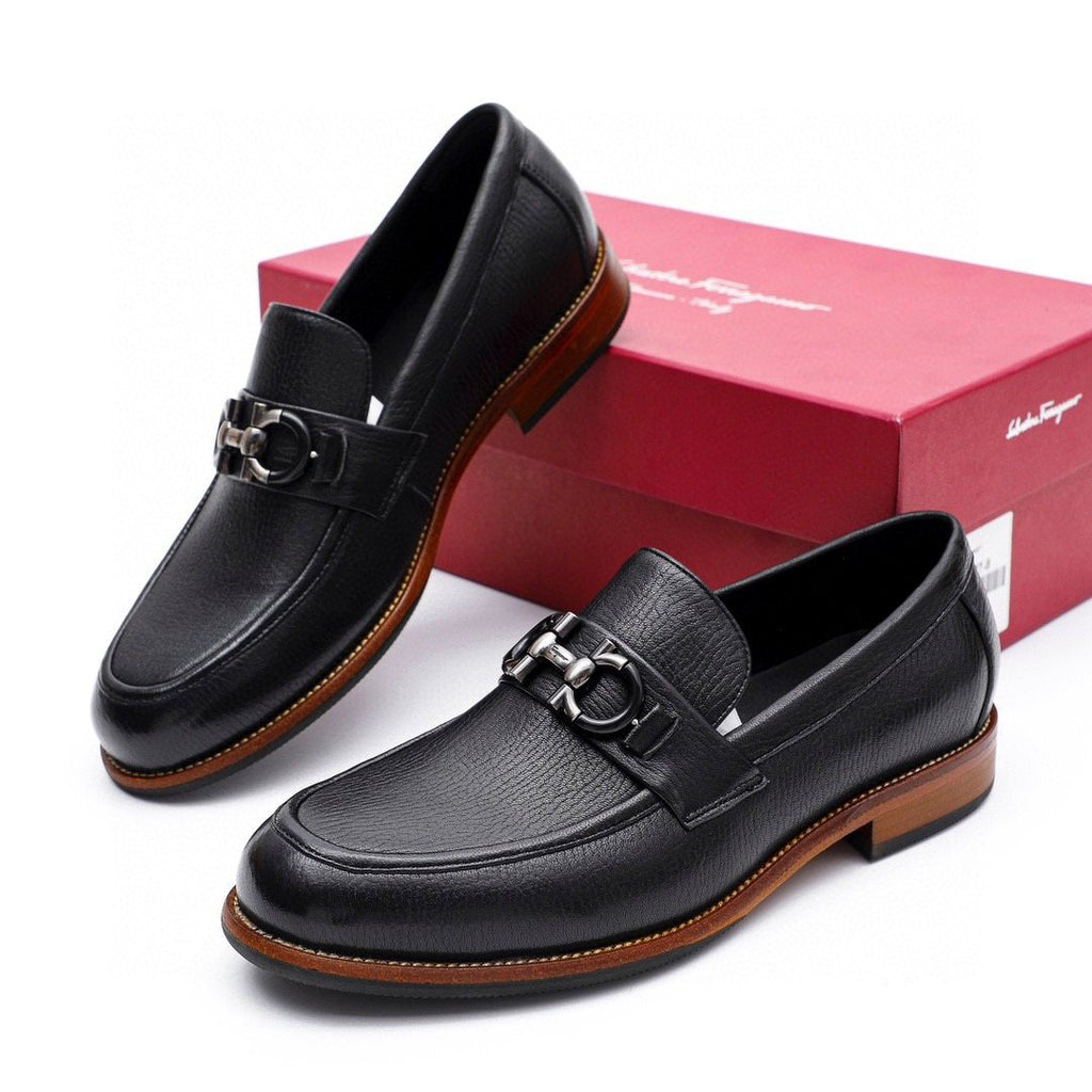 Salvatore Ferragamo Men's Black Leather-Look Bit Loafers