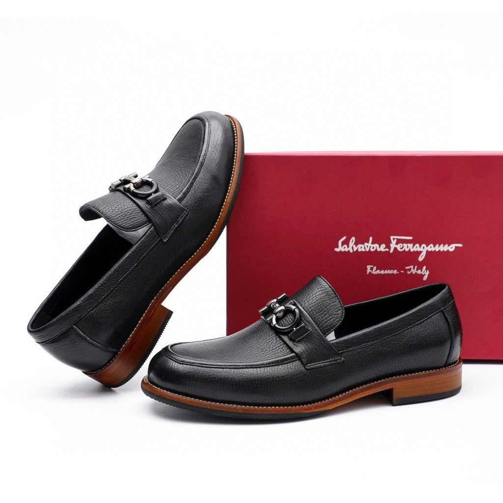 Salvatore Ferragamo Men's Black Leather-Look Bit Loafers