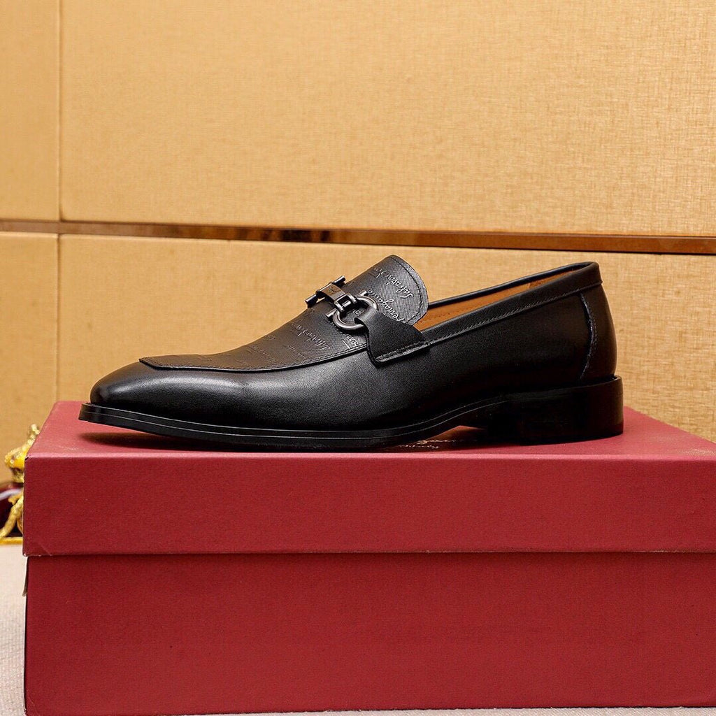 Ferragamo Textured Buckle Loafers