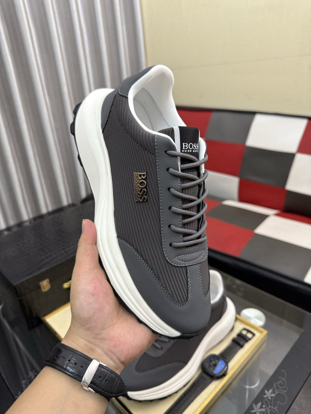 BOSS Men's Mesh-Panel Low-Top Sneakers