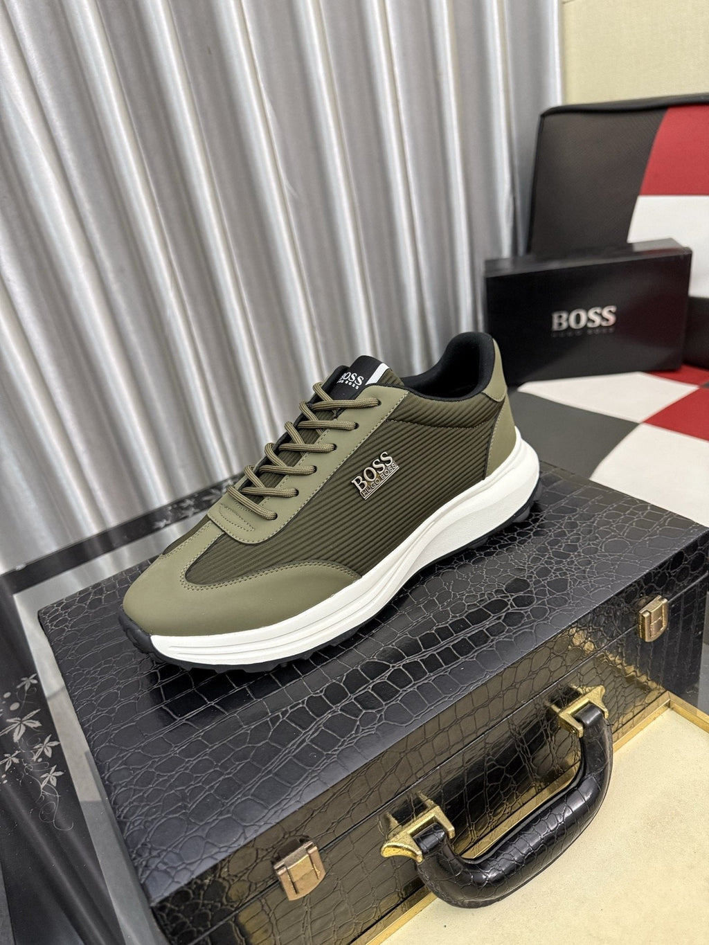 BOSS Men's Mesh-Panel Low-Top Sneakers