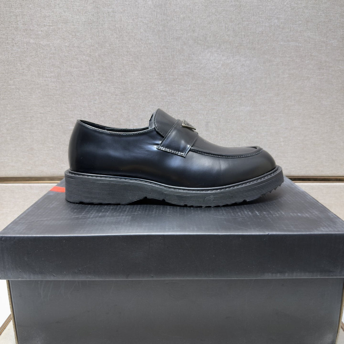 Prada Men's Black Lug Sole Slip-On Shoes
