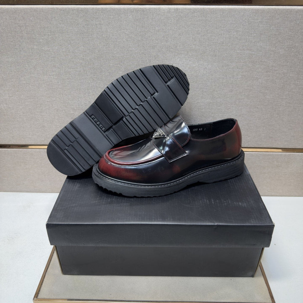 Prada Men's Black Lug Sole Slip-On Shoes