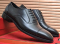 Ferragamo Black Cap-Toe Lace-Up Dress Shoes