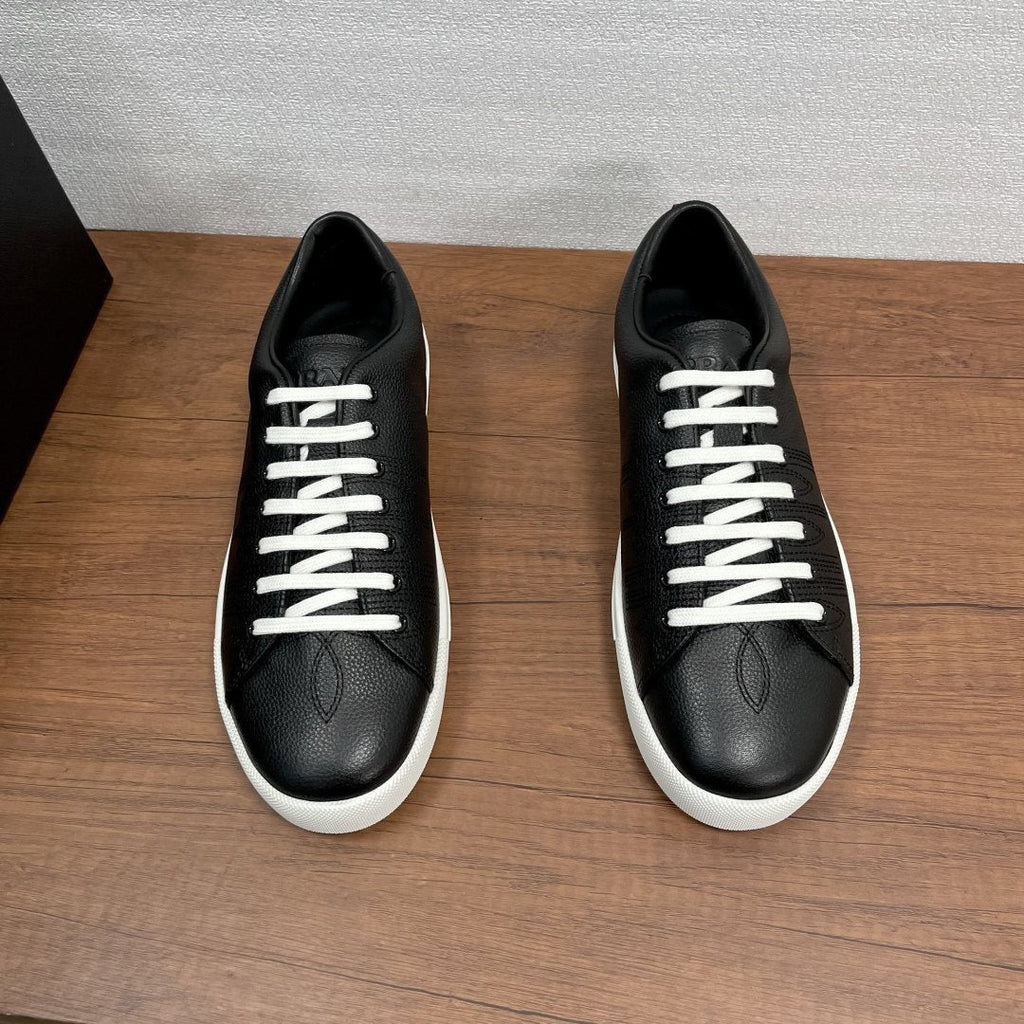 Prada Men's Low-Top Lace-Up Sneakers - Visible Stitched Upper Details