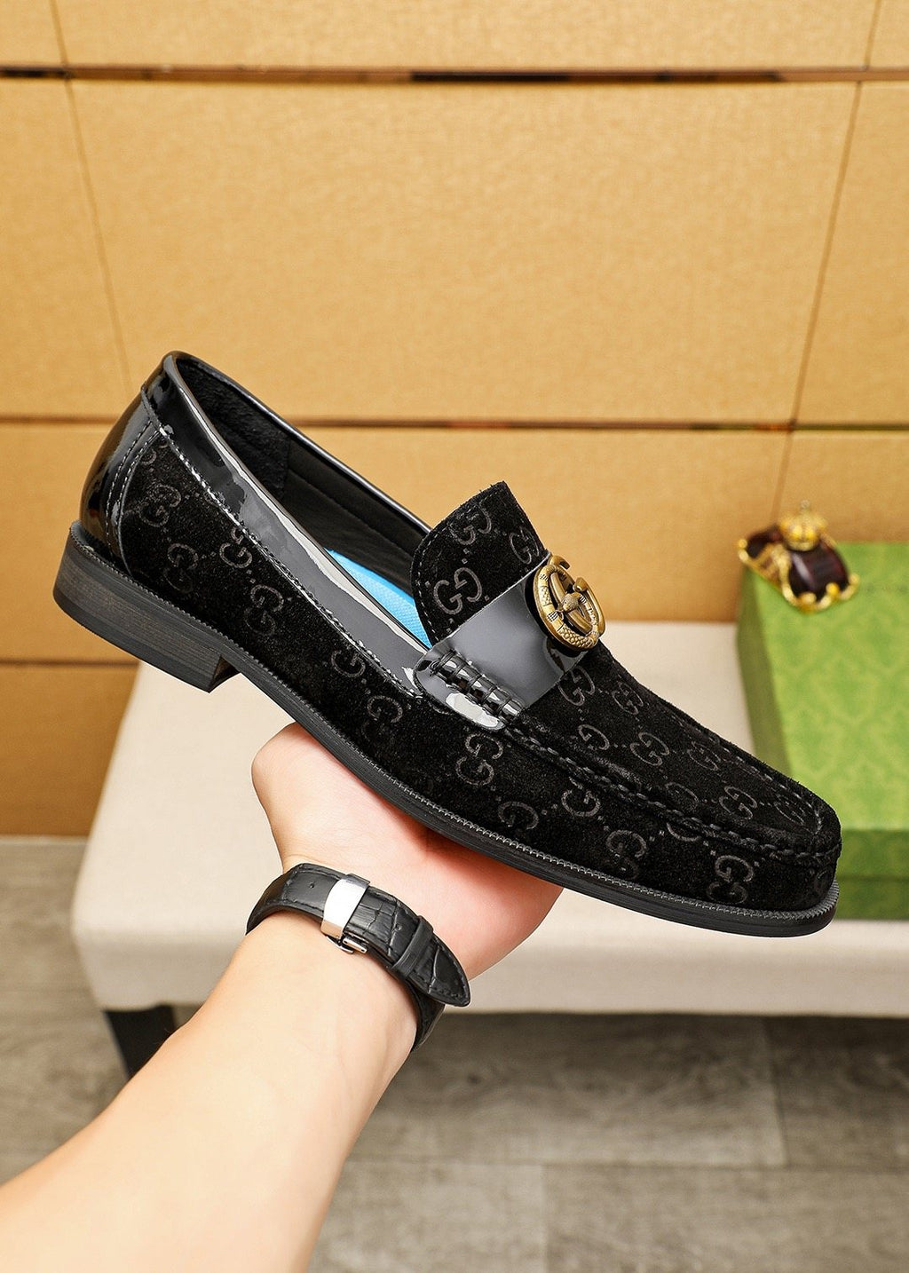 Gucci Patterned Hardware Loafers