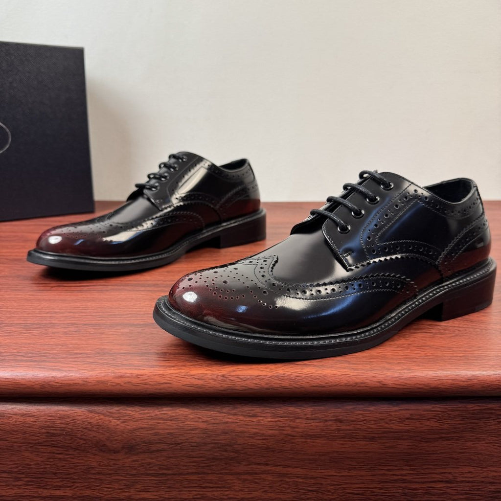 Prada Men's Burnished Brogue Derby Shoes