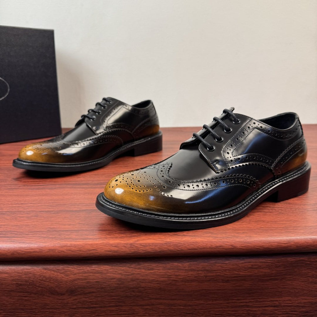 Prada Men's Burnished Brogue Derby Shoes