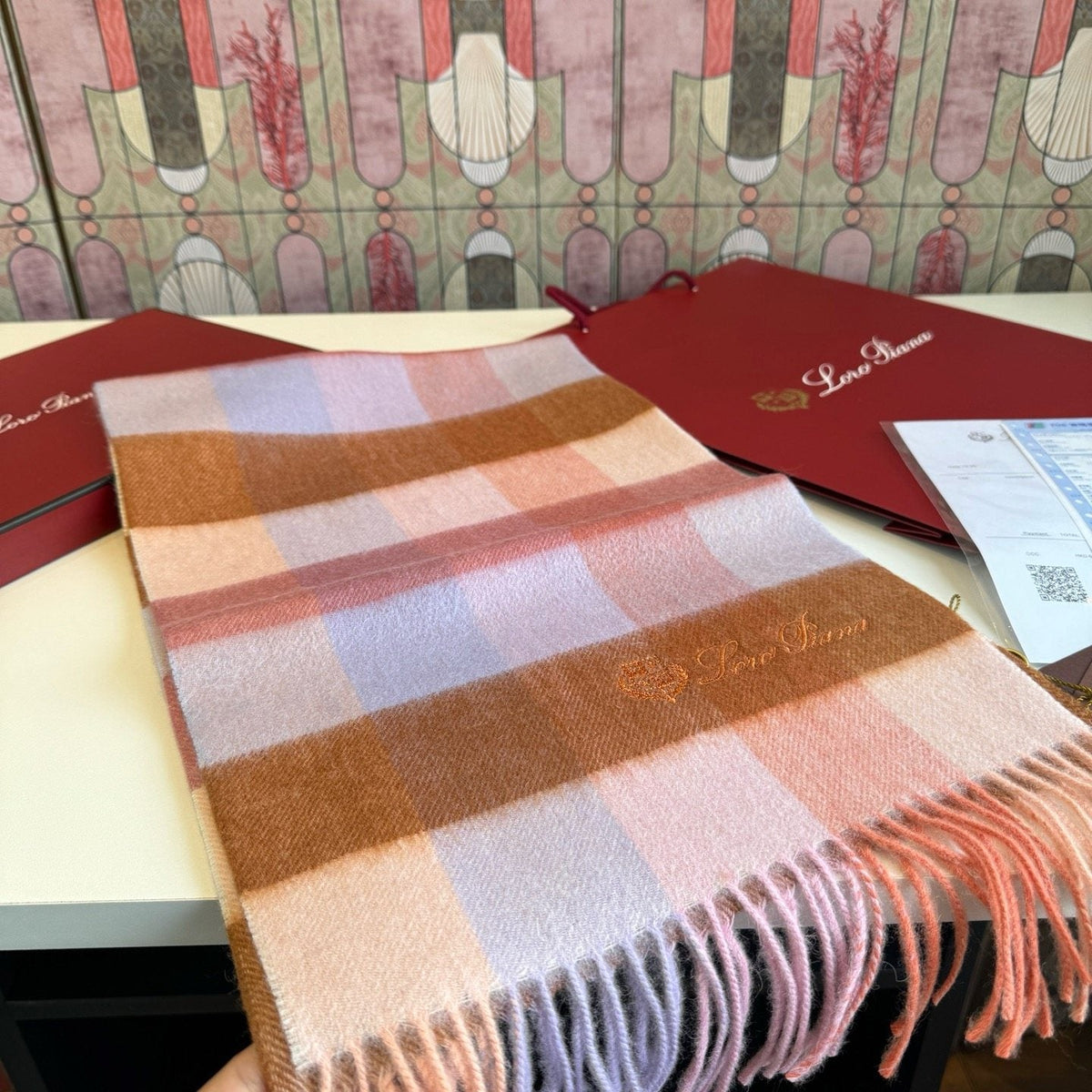 Loro Piana Plaid Fringe Scarf