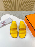 Hermes Ribbed Two-Strap Slide Sandals