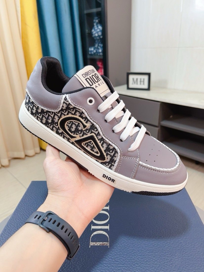Dior Men's Patterned Panel Low-Top Sneakers