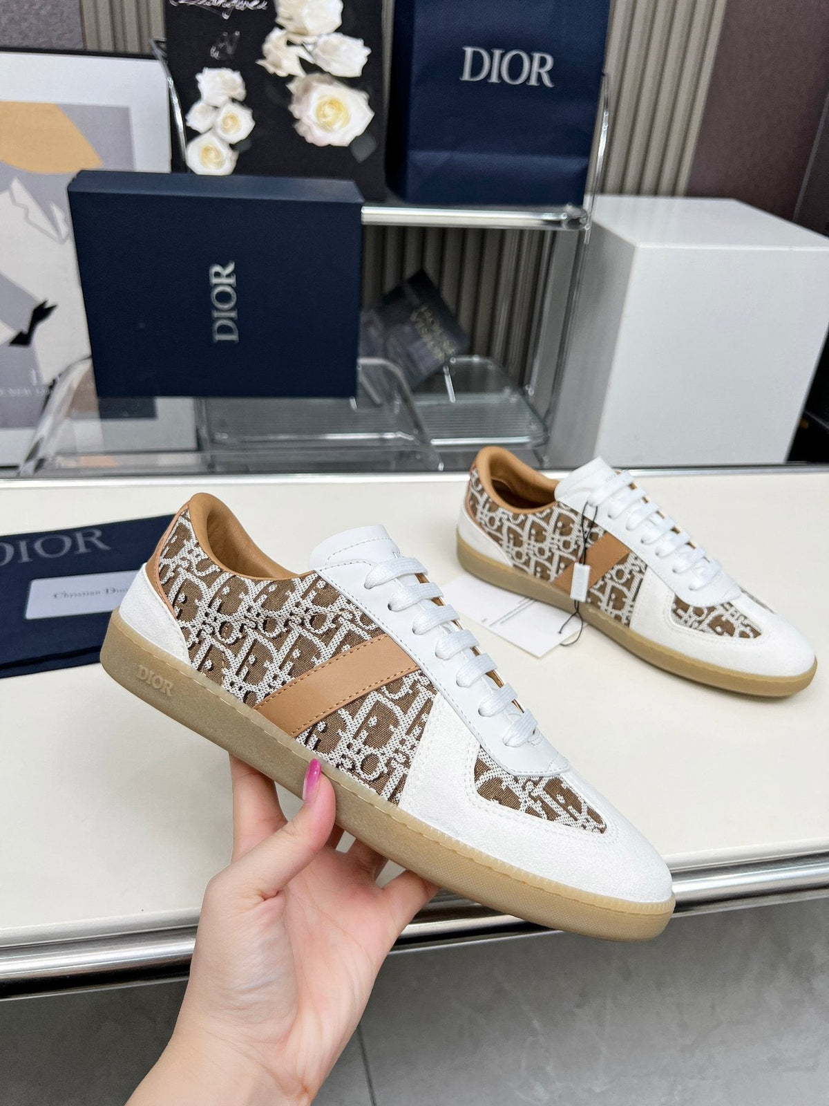Dior B01 Patterned Low-Top Sneakers