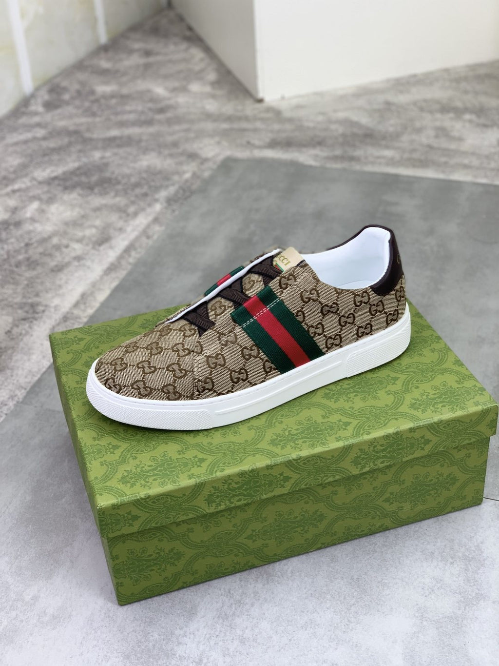 Gucci Monogram Stripe Slip-On Sneakers