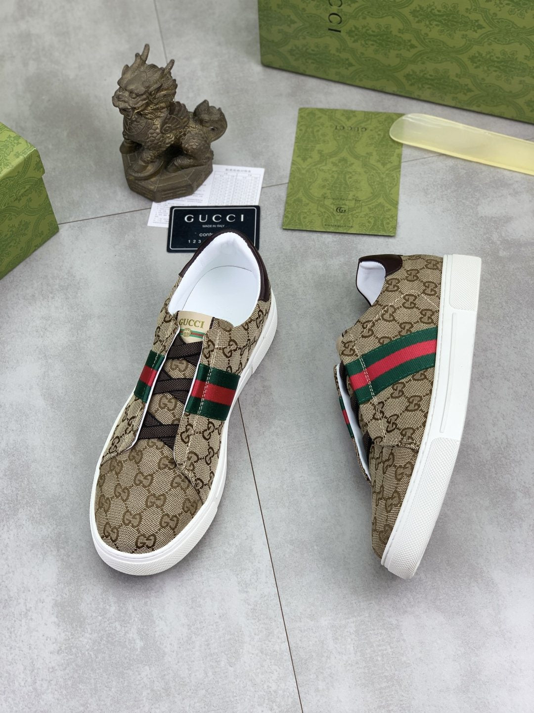 Gucci Monogram Stripe Slip-On Sneakers