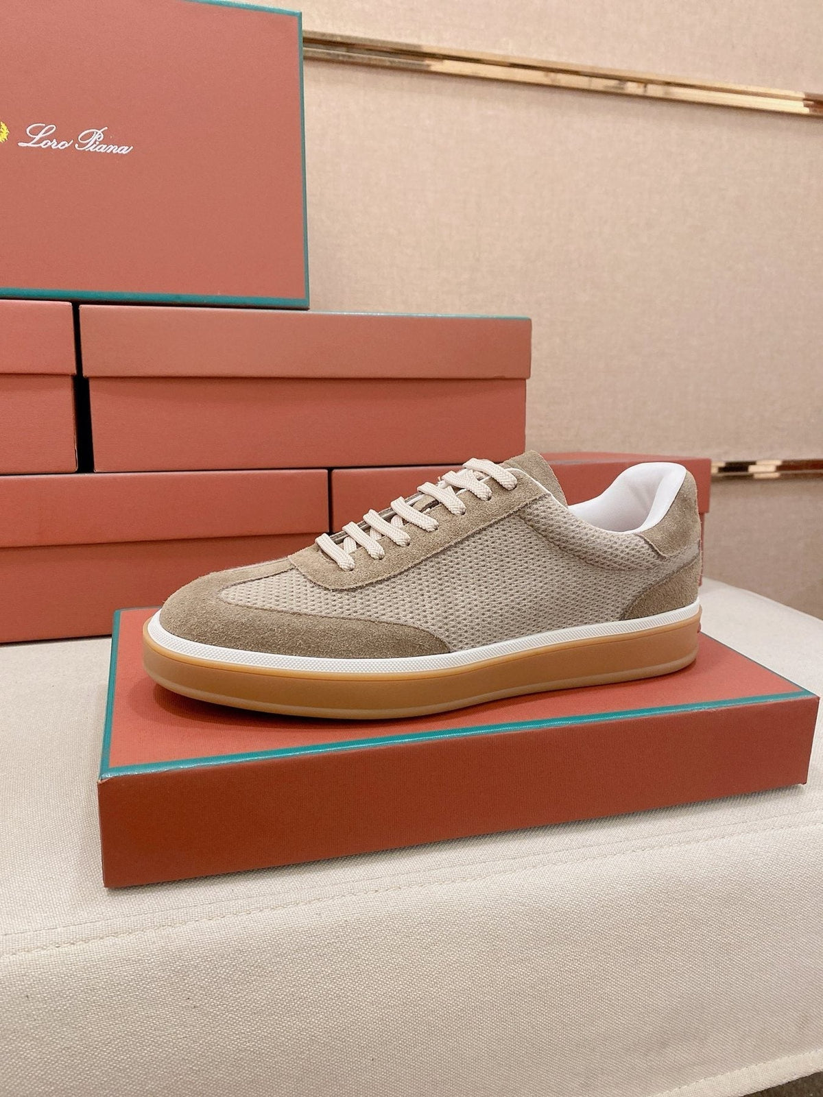 Loro Piana Textured Low-Top Lace-Up Sneakers