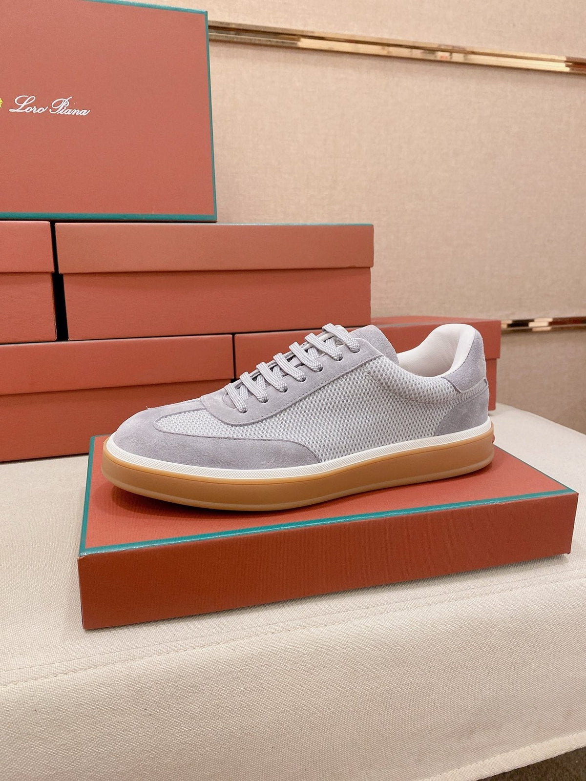 Loro Piana Textured Low-Top Lace-Up Sneakers