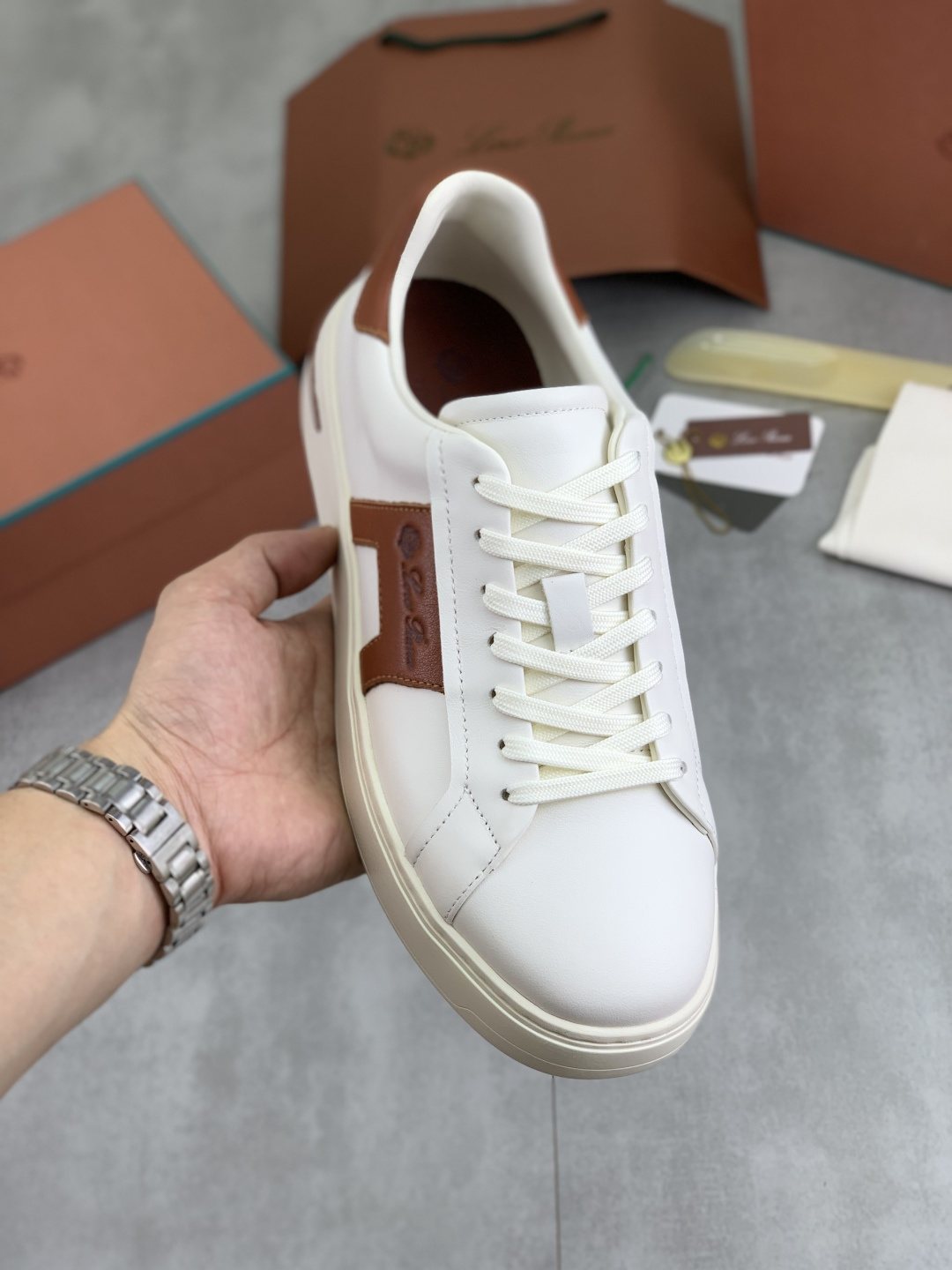Loro Piana Black and Brown Low-Top Sneakers