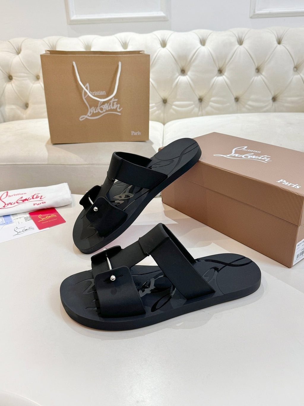 Christian Louboutin Men's Buckle-Strap Slide Sandals