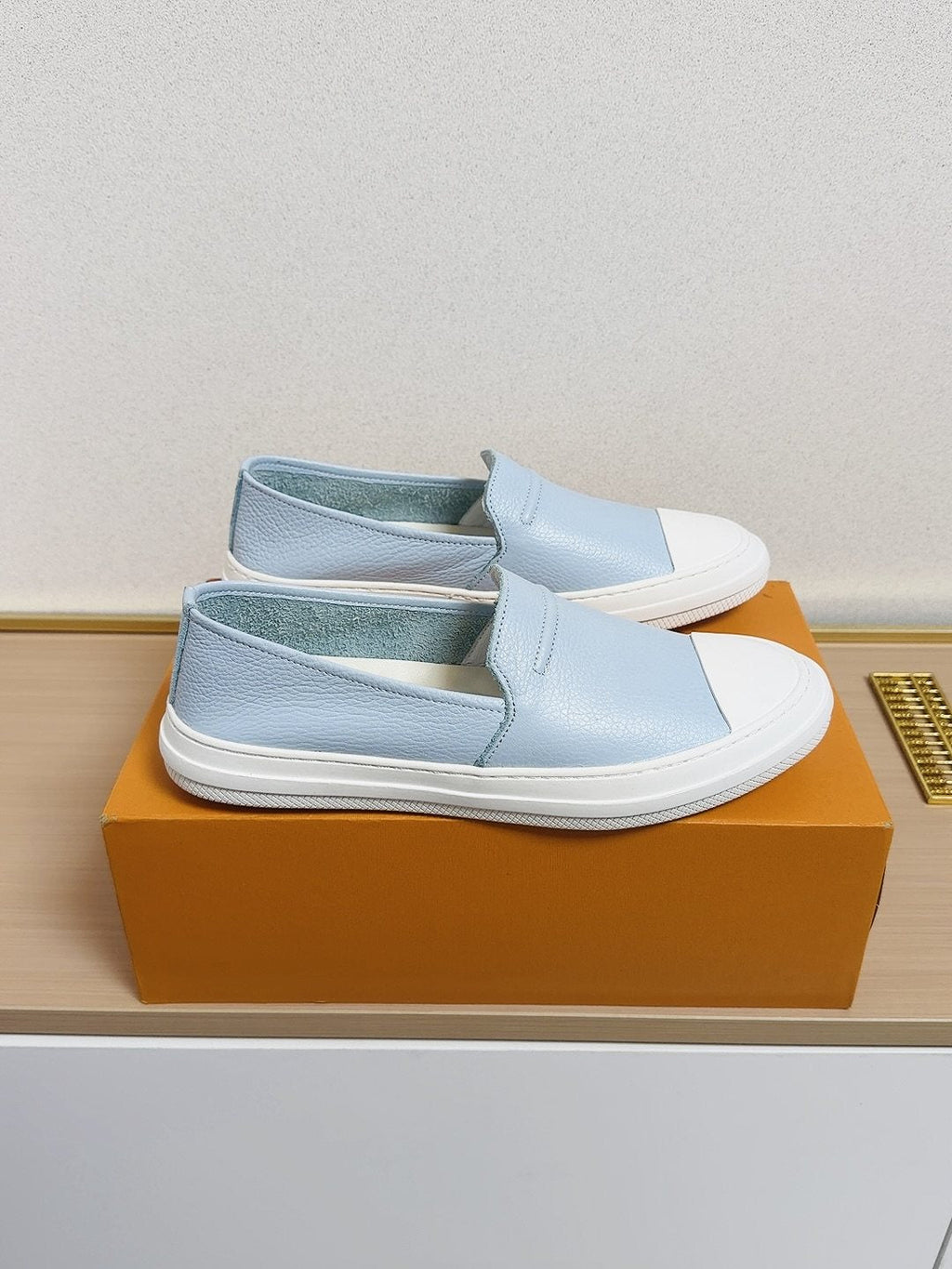 Gucci White-Toe Slip-On Shoes