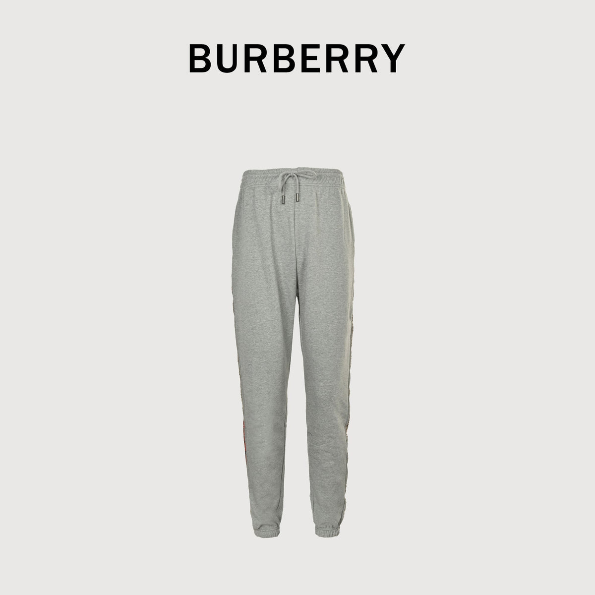 Burberry BBR Side Diamond Check Tape Track Pants — Grey