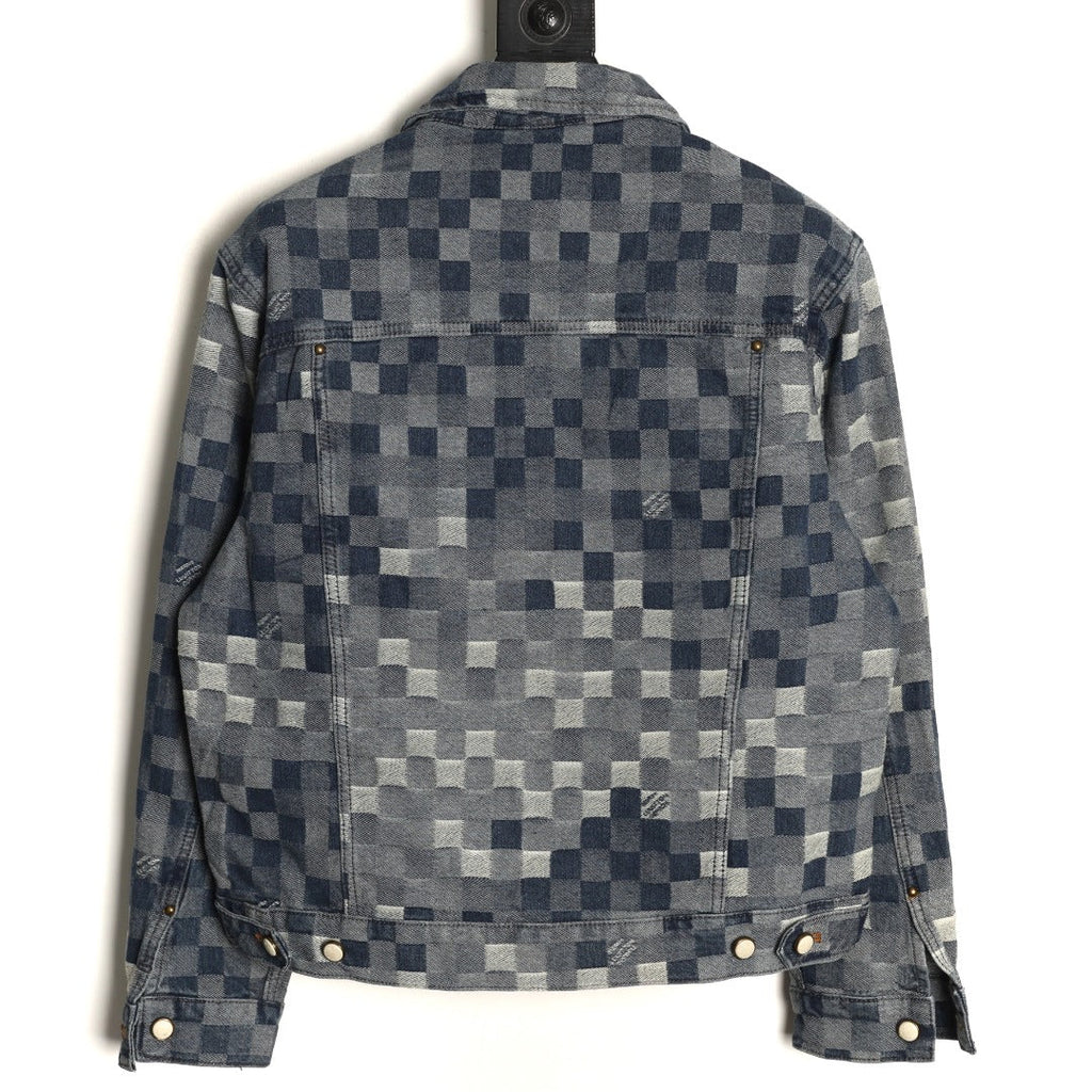 Louis Vuitton Mosaic-Style Denim Jacket - Gray and Black