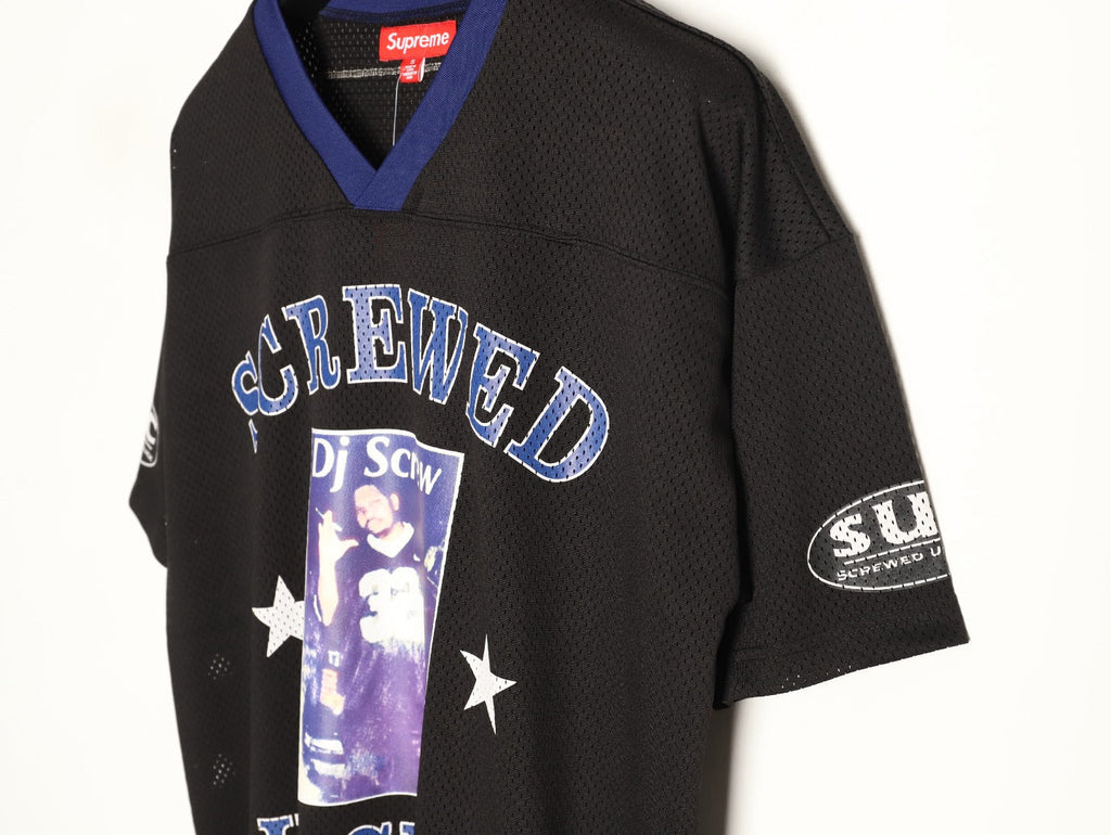 Supreme DJ Screw Graphic V-Neck Football-Style Jersey - Black